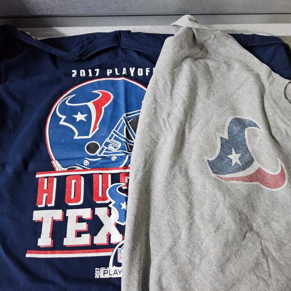 Delta Reebok Houston Texans Shirts Mens 2XL Blue Gray 2017‎ Playoffs Bundle 2pk